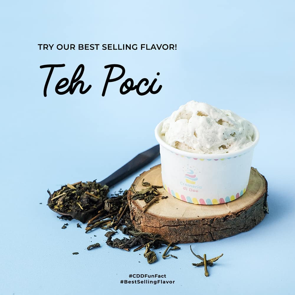 Gelato dengan varian rasa Teh Poci yang jadi best-seller - via Instagram/@cremeriadidee