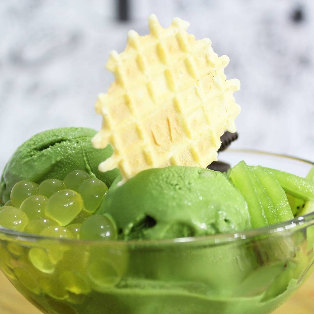 Green Tea Ice Cream Pearl untuk para pecinta green tea - via instagram/@pepoappetite